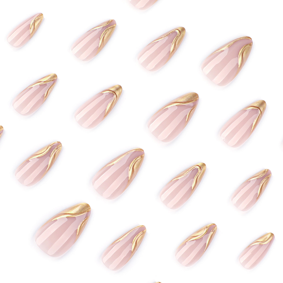3D Textured Gold Metallic French Tip Press-on Nails