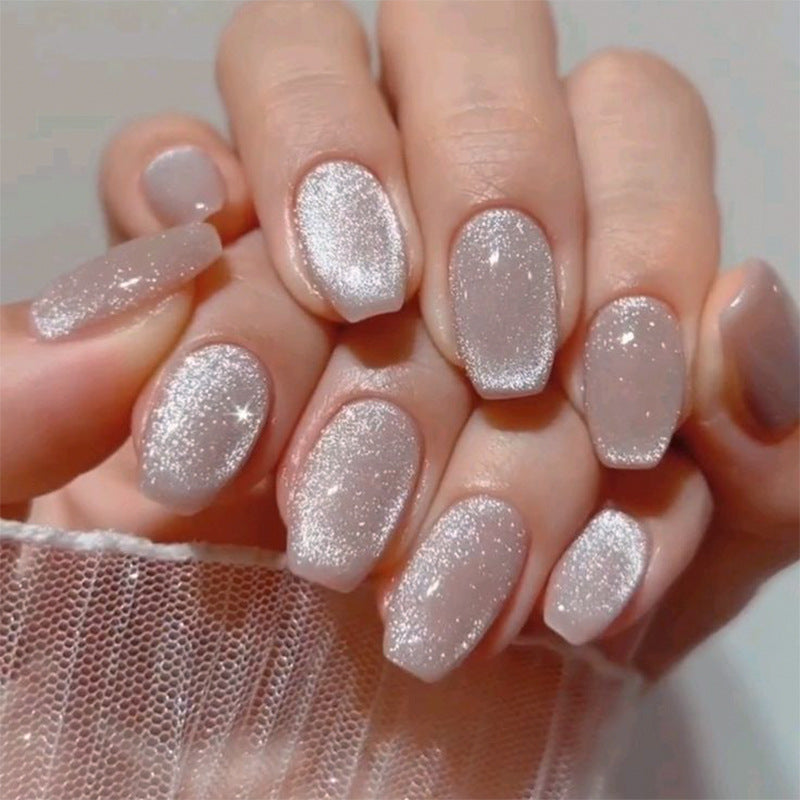Handmade Nude Blush Cat Eye Press-on Nails