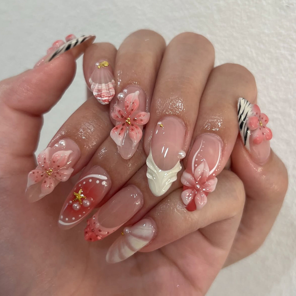 Handmade 3D Sculpted Flower Press-on Nails