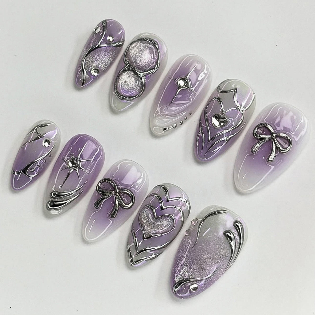 Y2K Purple Aura Gradient Press-on Nails