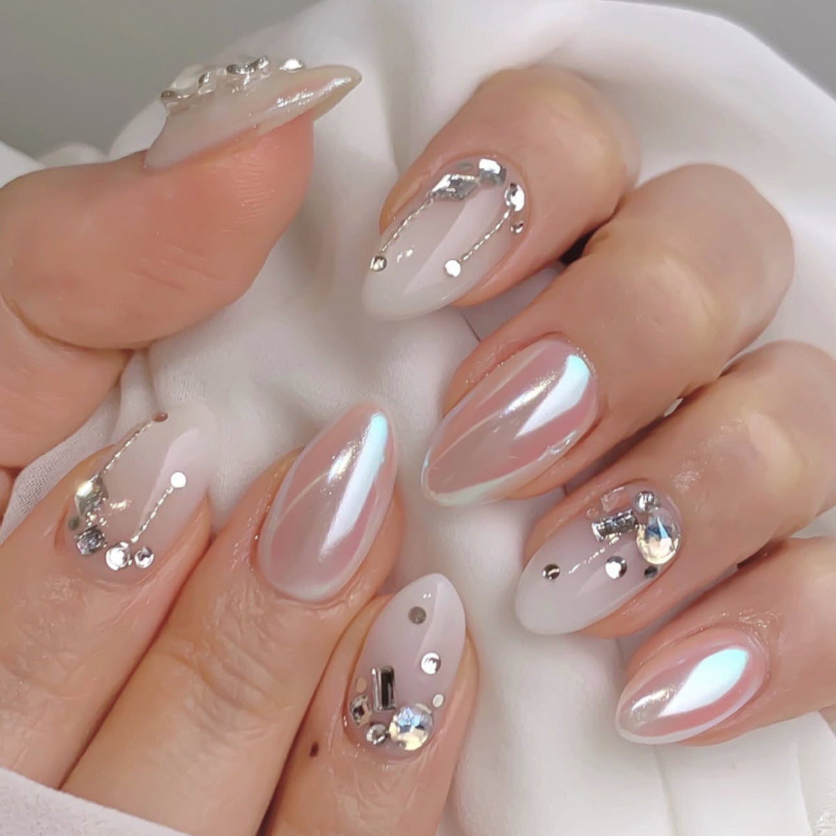 Luxury 3D Jeweled Chrome Press-on Nails