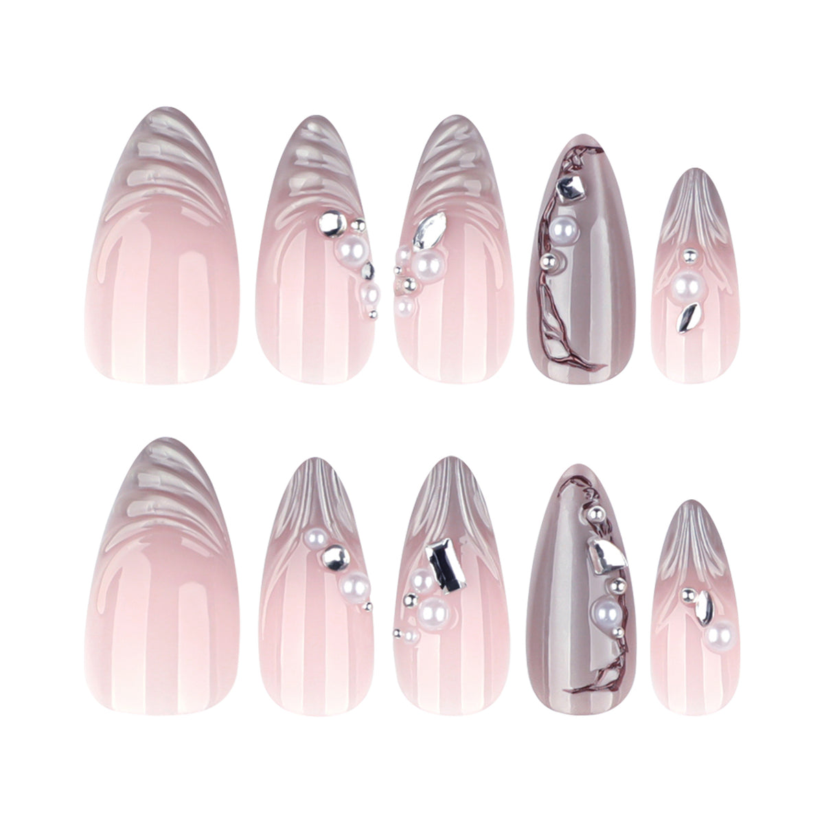 French Light Cat Eye 3D Water Ripple Nails