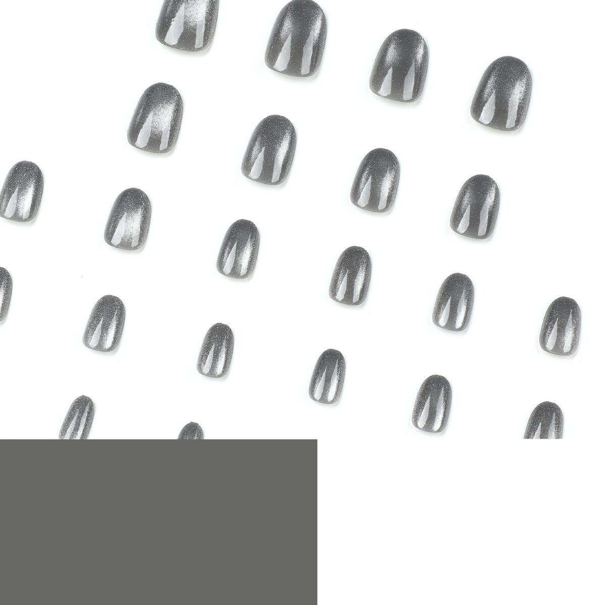 Silver Grey Magnetic Cat Eye Press-on Nails
