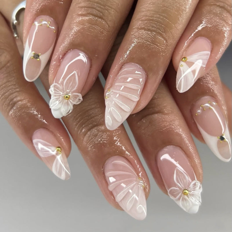 Handmade 3D Sculpted Flower Press-on Nails