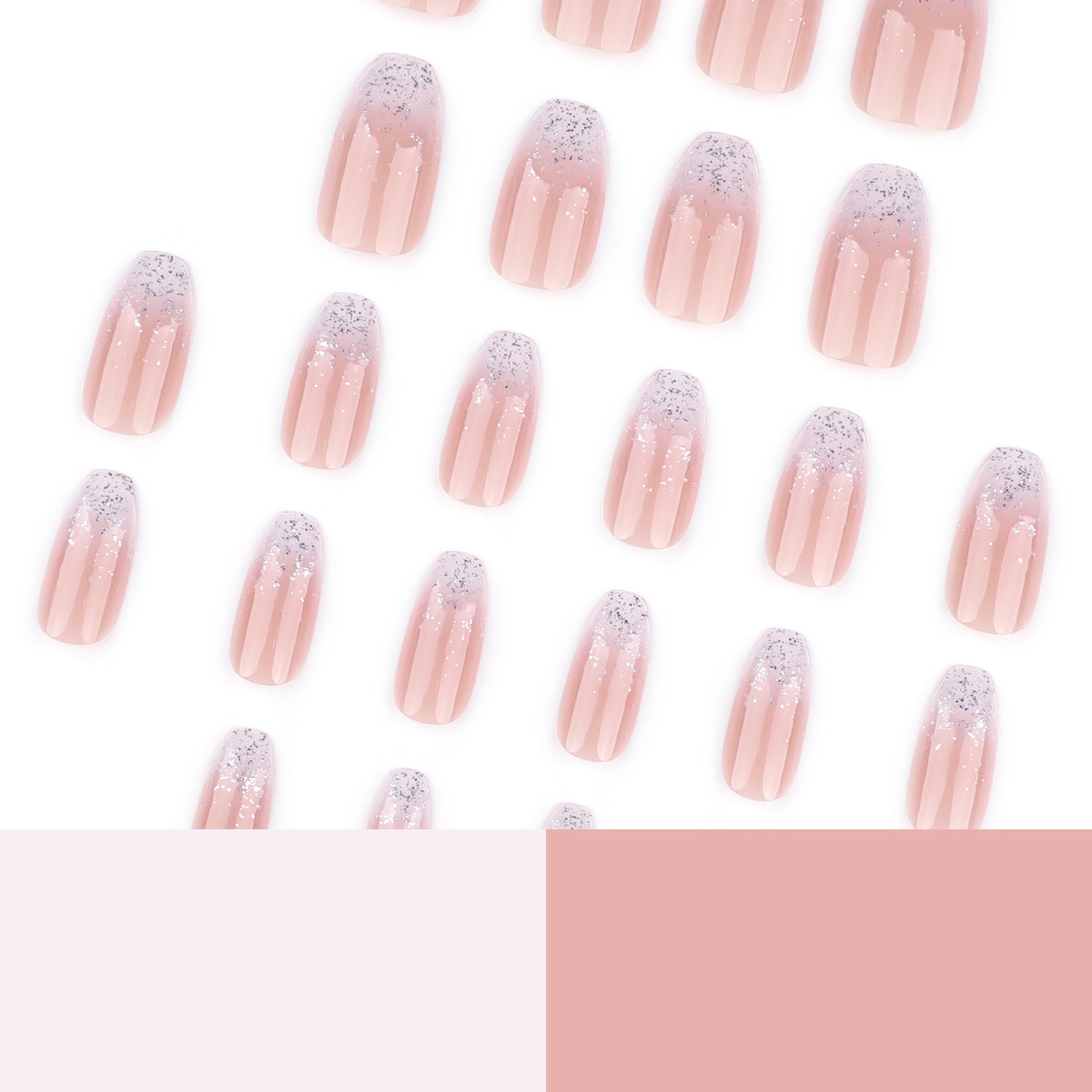 Handmade Silver Glitter Gradient Press-on Nails