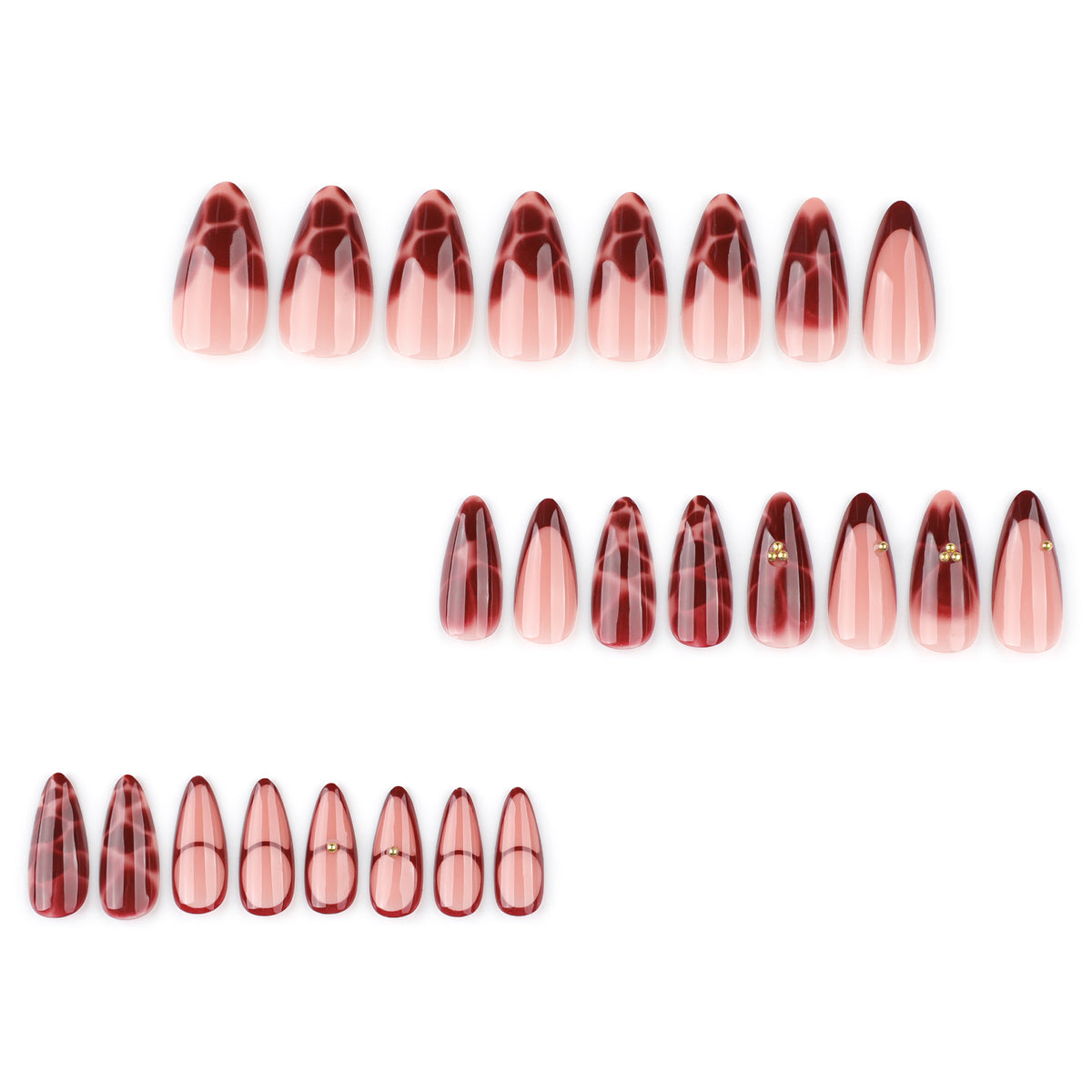 Burgundy French Minimalist Petal Press-on Nails