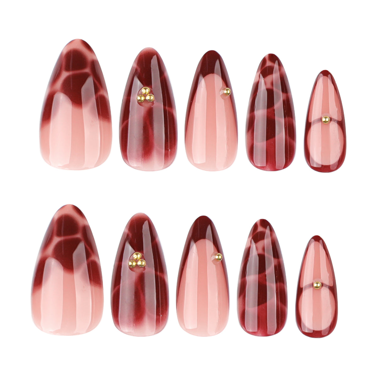 Burgundy French Minimalist Petal Press-on Nails