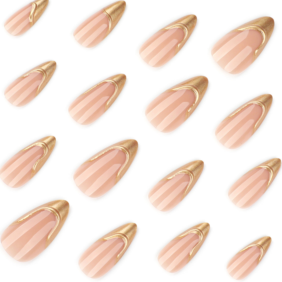 3D French Gold Tip Nails