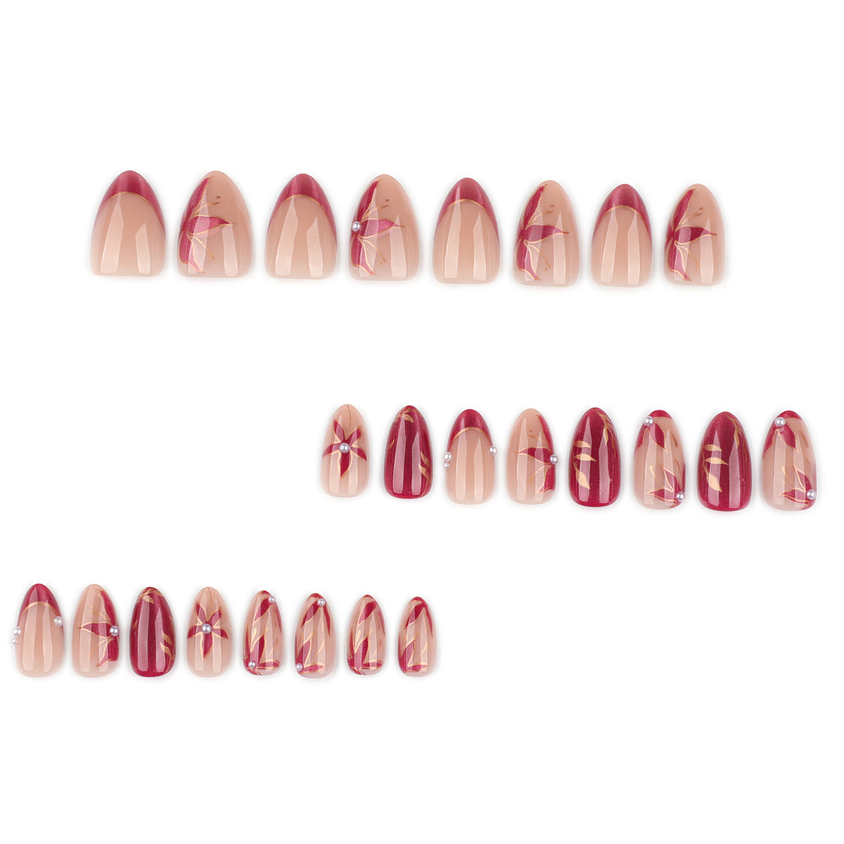 Leaf and Flower Cat Eye Nail Art