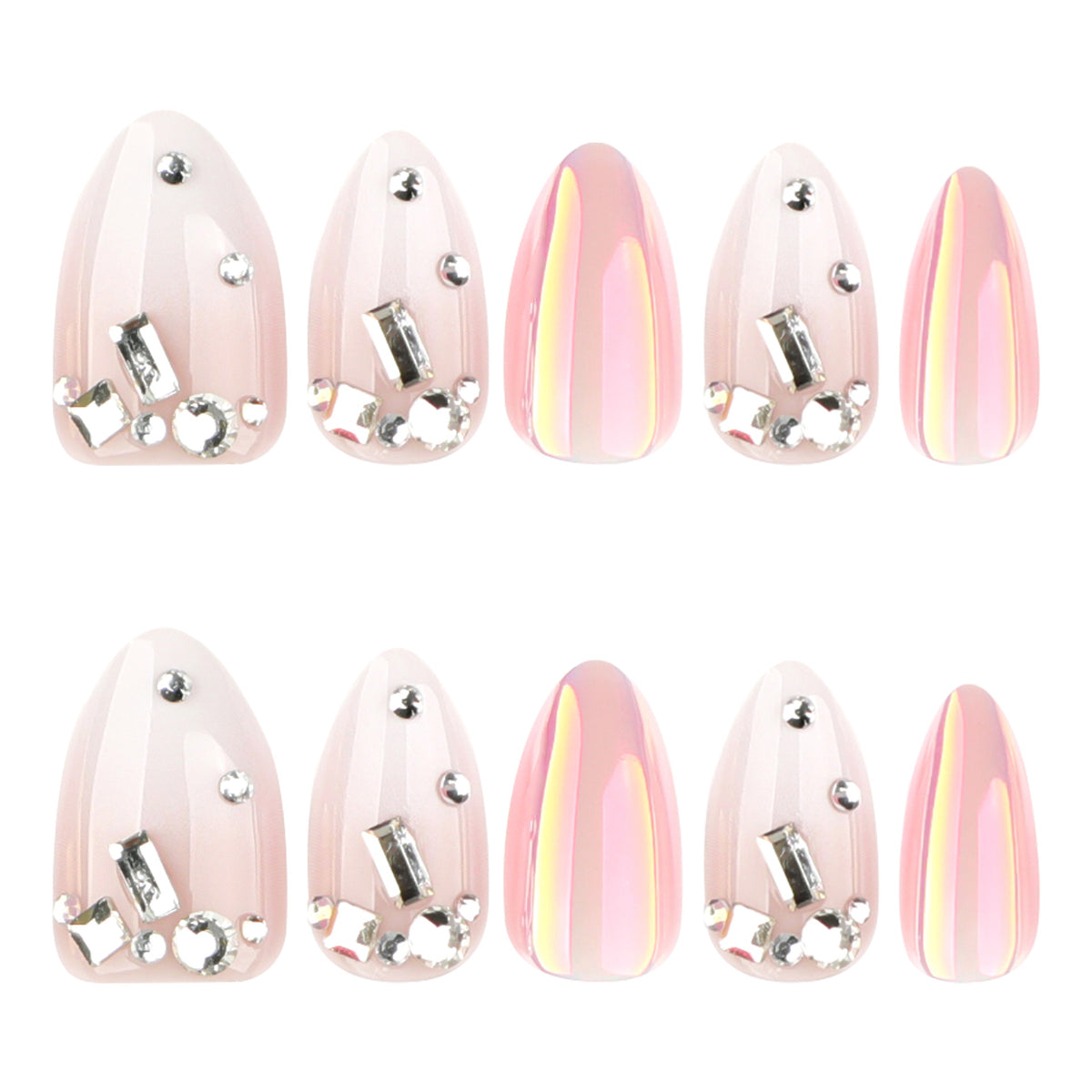Luxury 3D Jeweled Chrome Press-on Nails