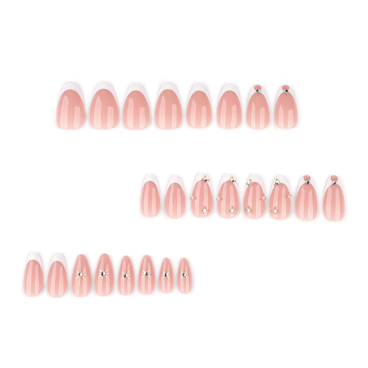 Minimalist French White Sparkle Diamond Nails