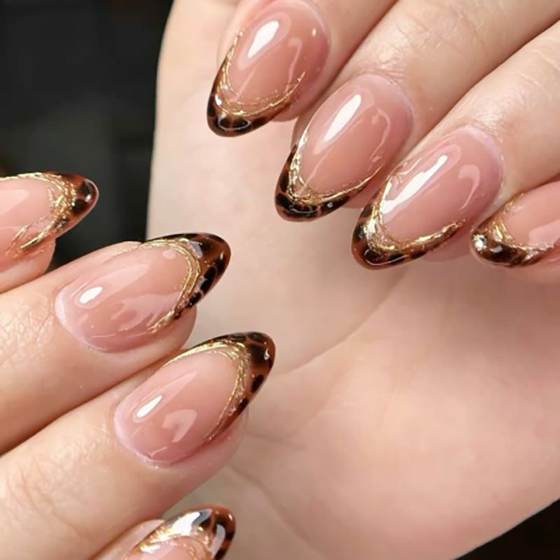 Textured Brown Blush French Nails