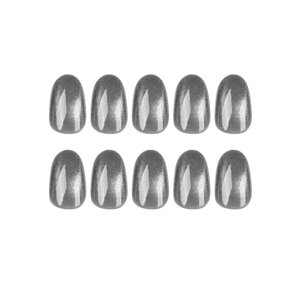 Silver Grey Magnetic Cat Eye Press-on Nails