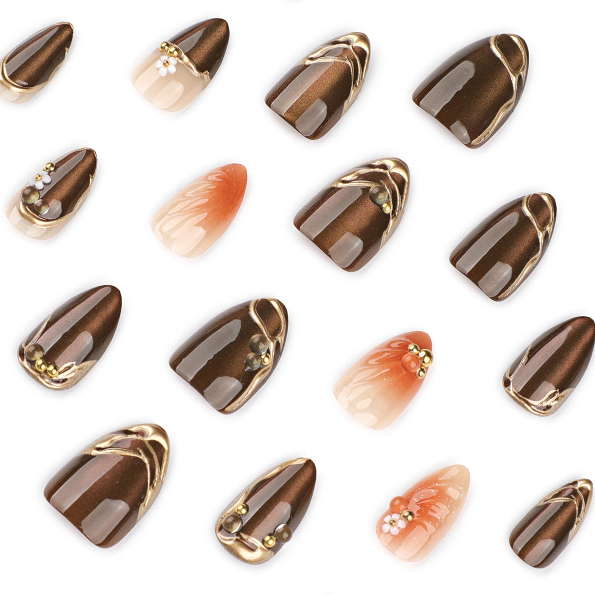 3D Flower Brown Cat Eye