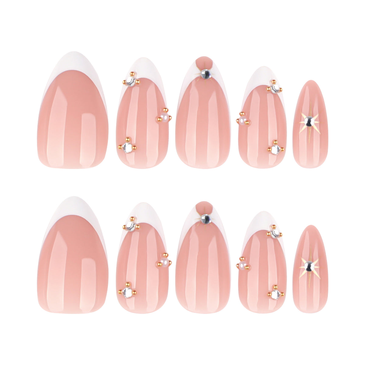 Minimalist French White Sparkle Diamond Nails