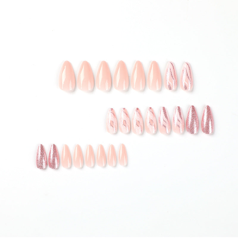Soft Nude Pink Glitter Press-on Nails