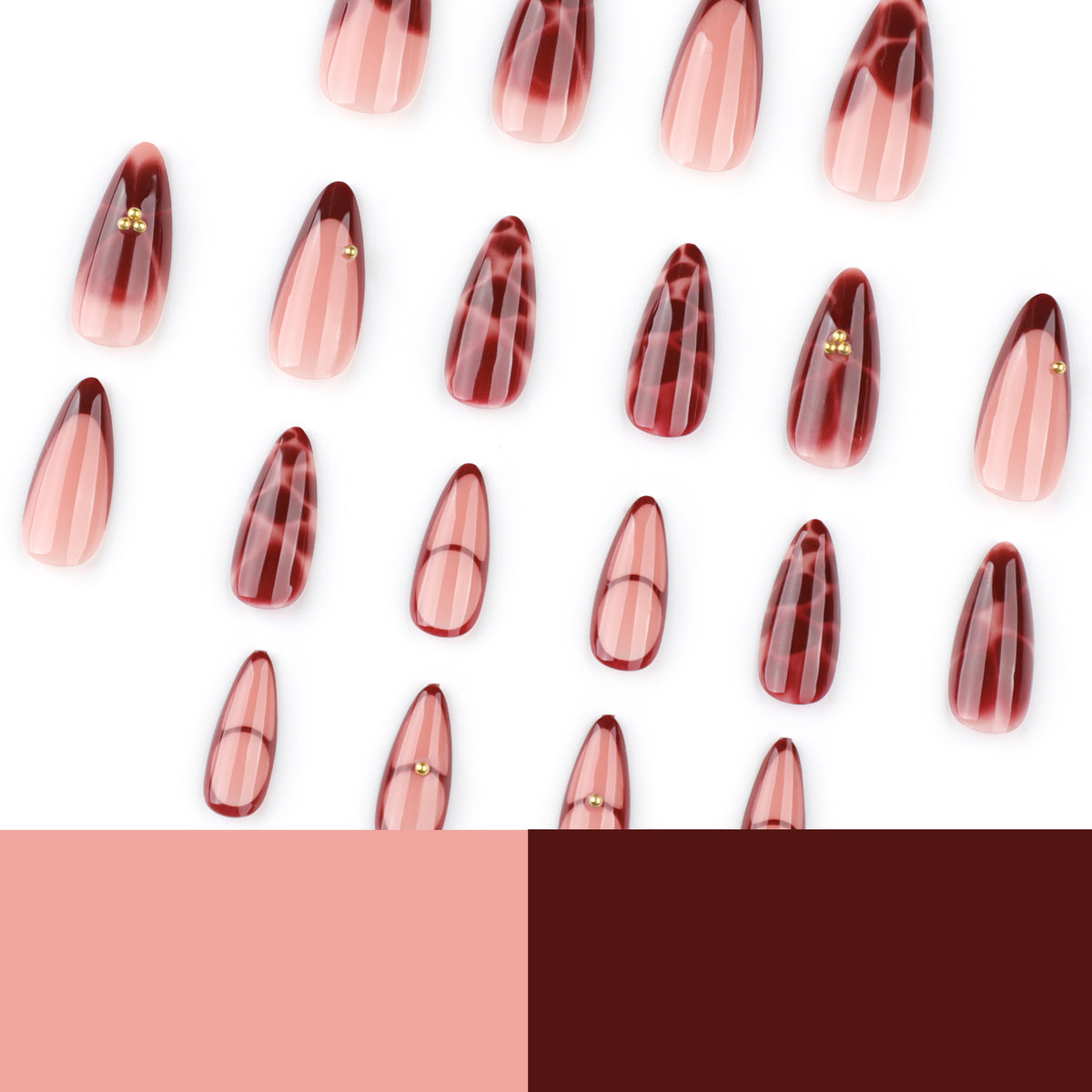 Burgundy French Minimalist Petal Press-on Nails