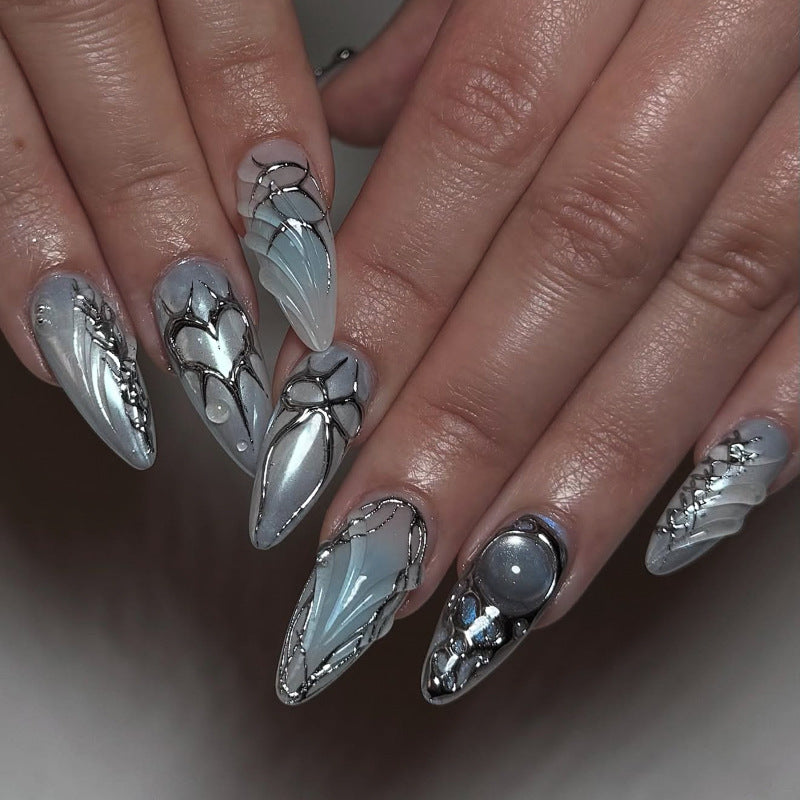 Ice Blue Y2K Cyber 3D Nails