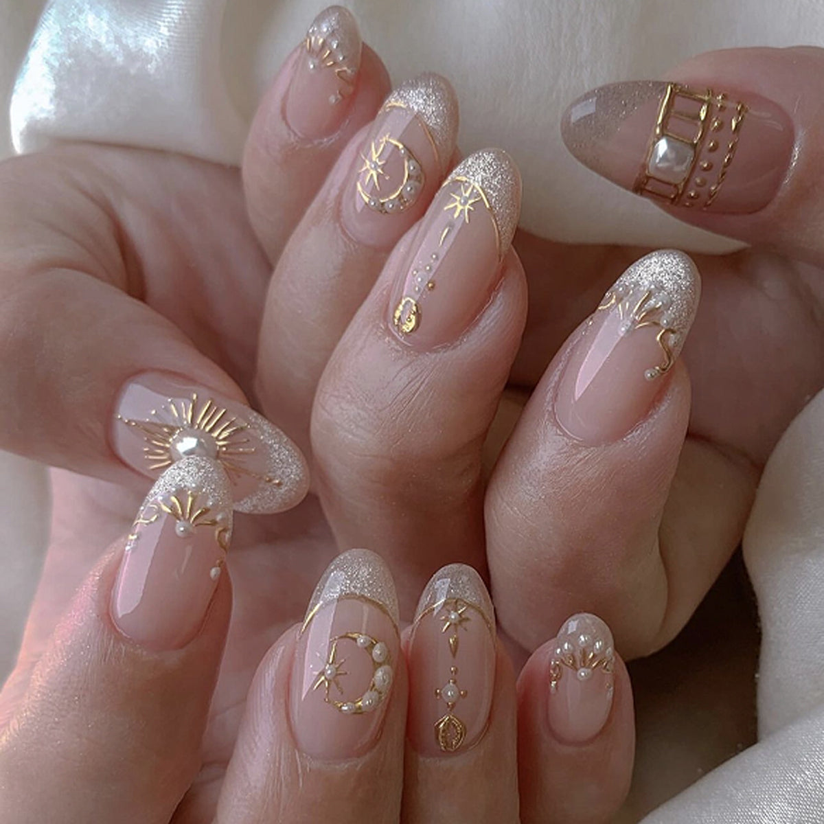 Celestial French Starburst Nails