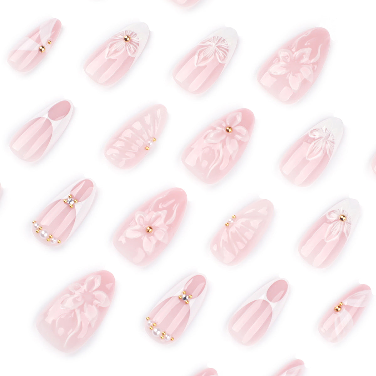 Handmade 3D Sculpted Flower Press-on Nails