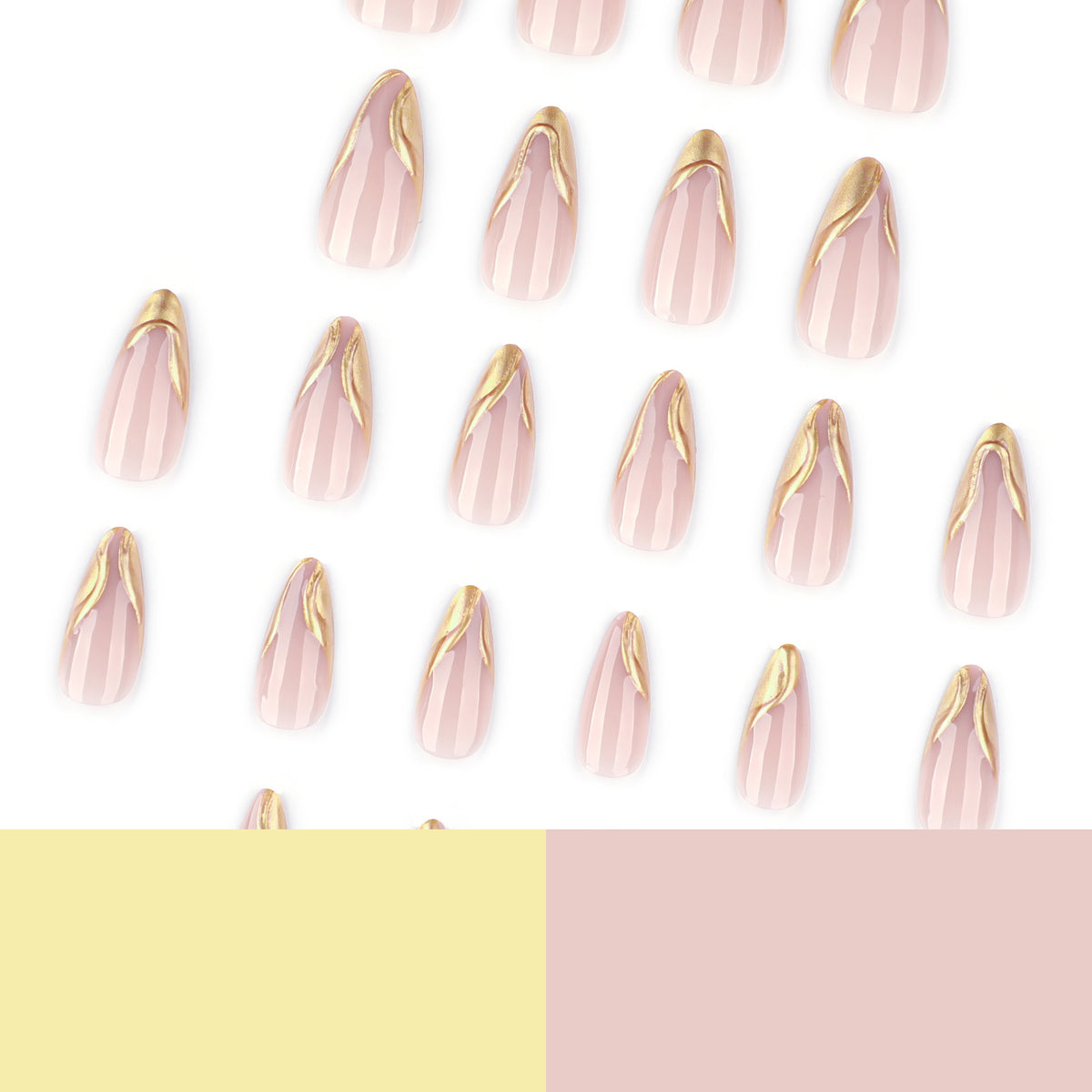 3D Textured Gold Metallic French Tip Press-on Nails