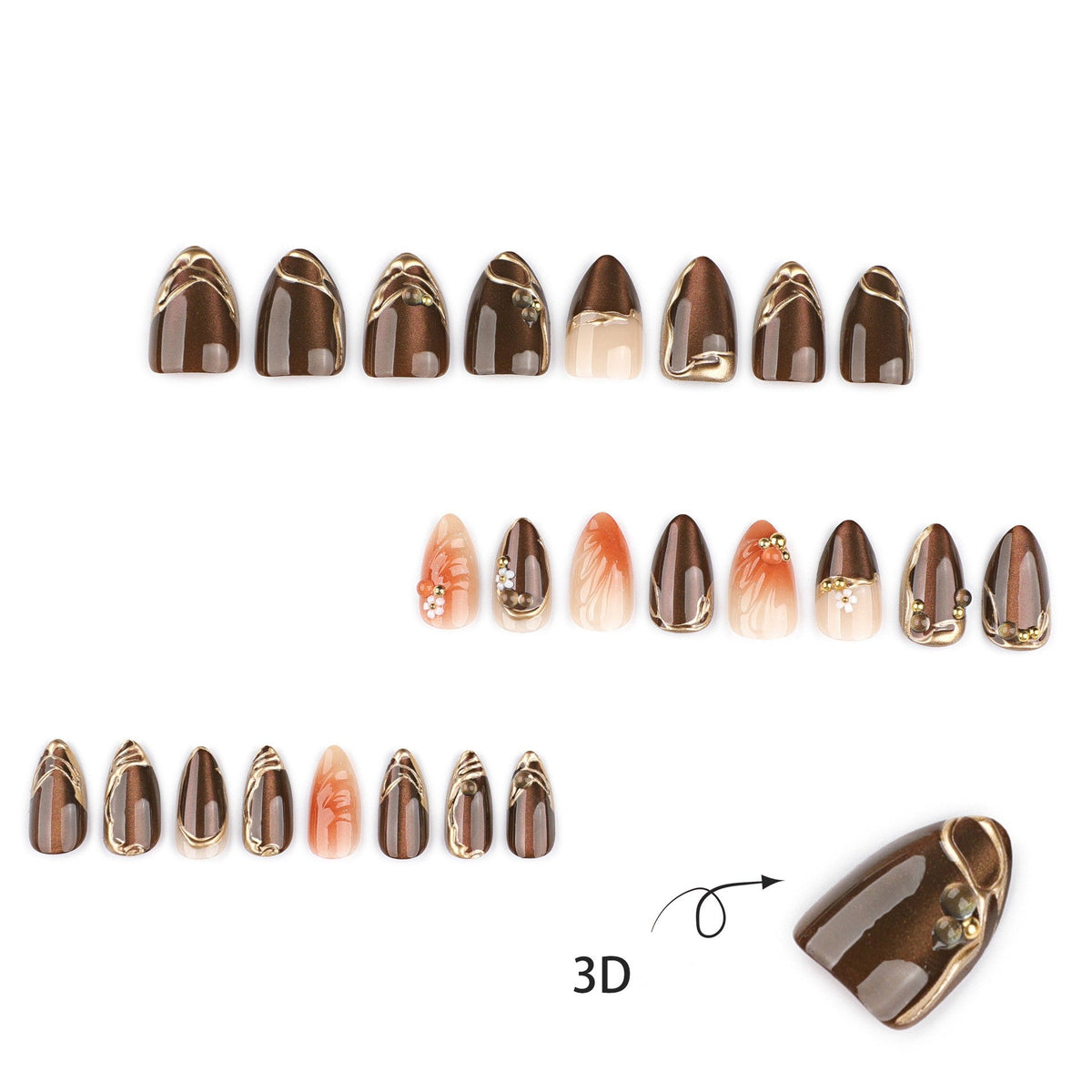 3D Flower Brown Cat Eye
