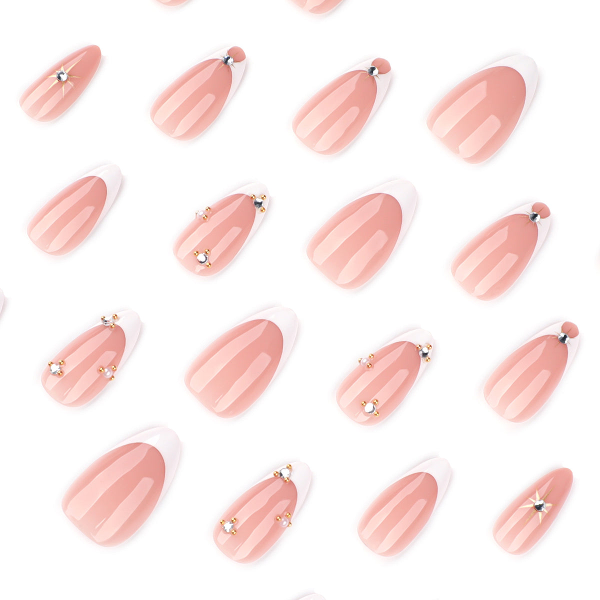 Minimalist French White Sparkle Diamond Nails