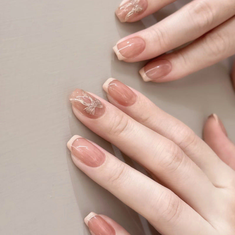 French Pale Yellow Gold Bowknot Square – Veloura Nails
