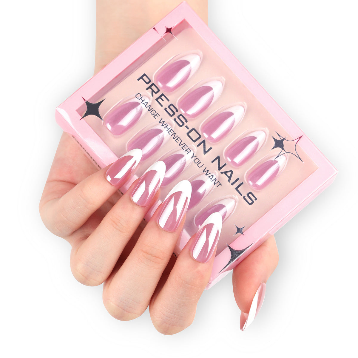 French Chrome Press-On Nails