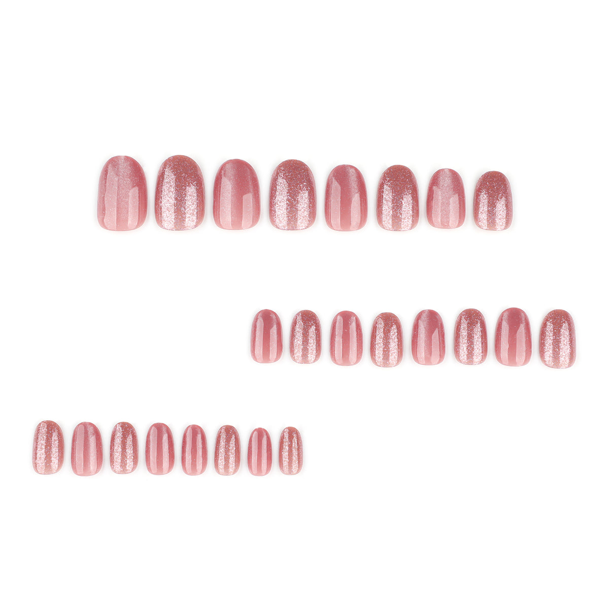 Nude Pink Sparkle Cat Eye Nails