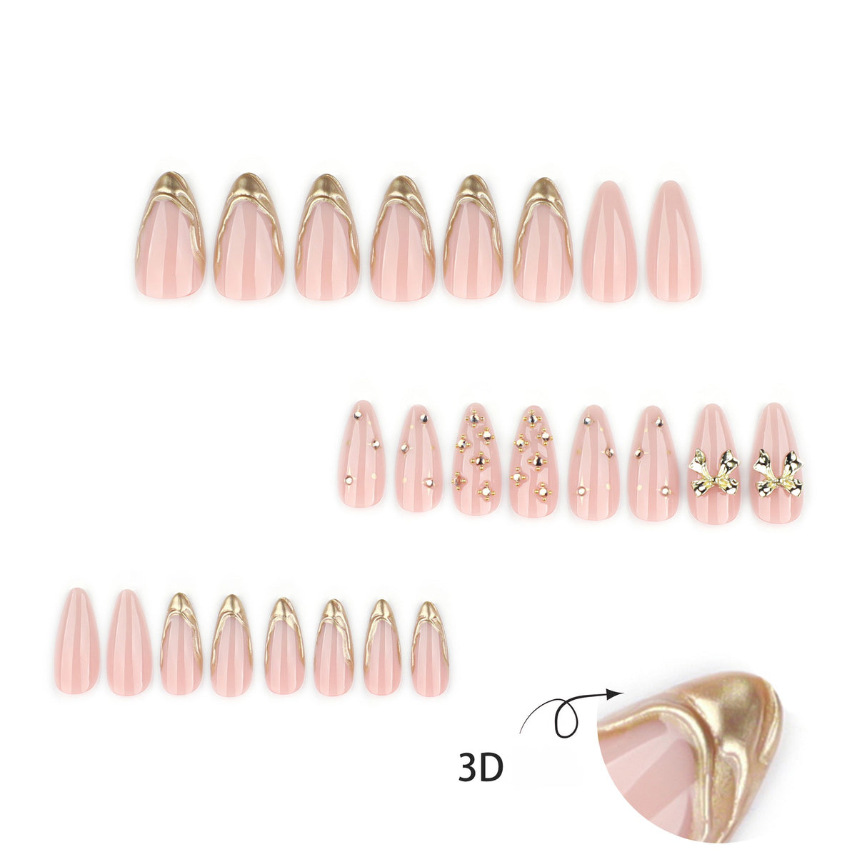 3D Gold Bow with Crystal Studs