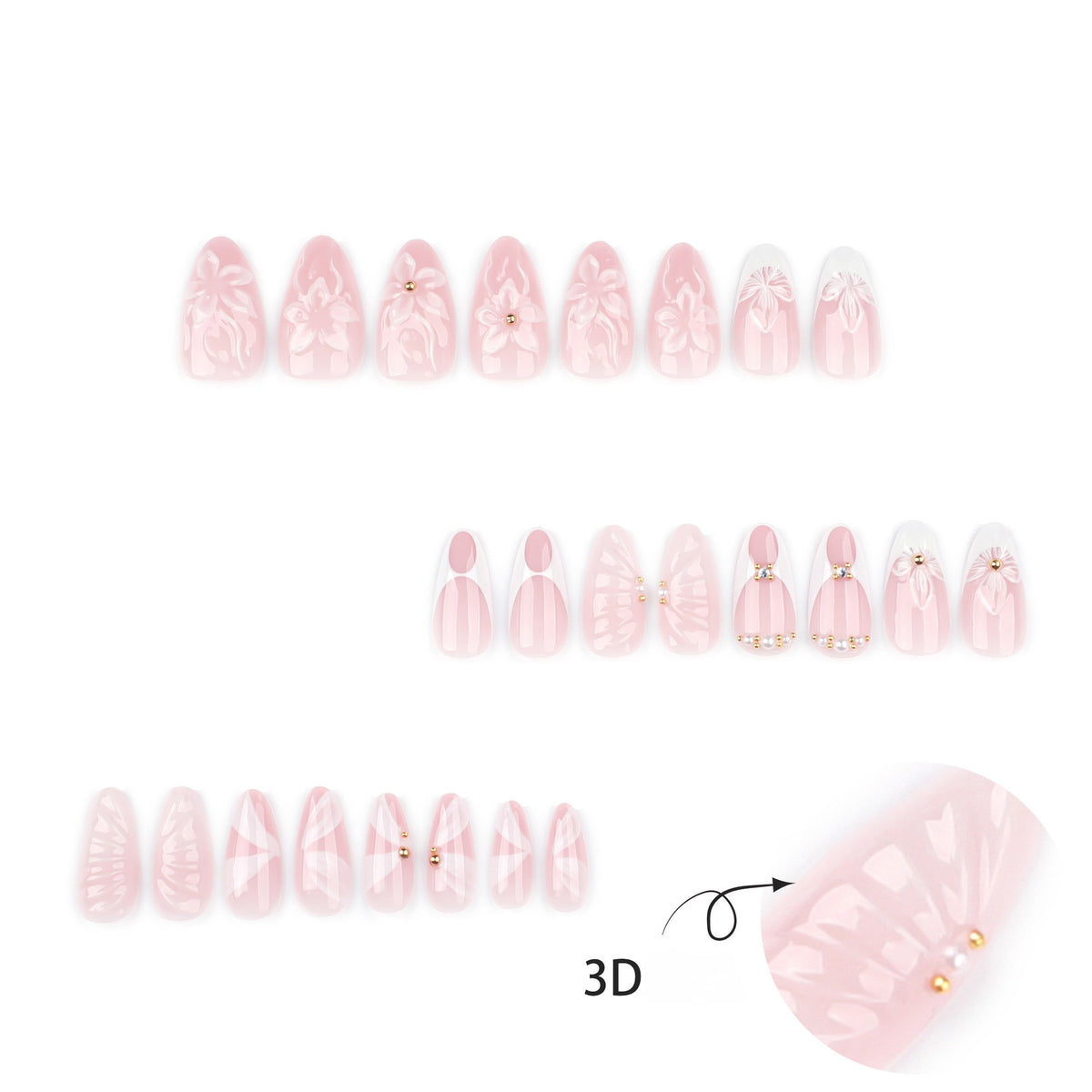 Handmade 3D Sculpted Flower Press-on Nails