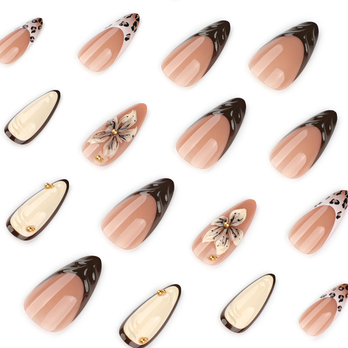 3D Floral French Tip Nails