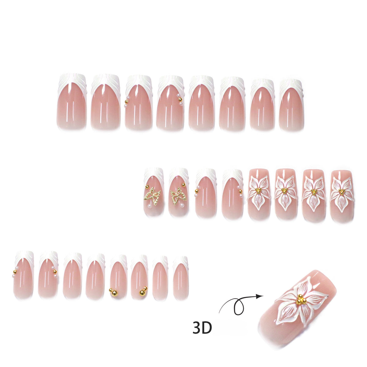 French 3D Flower Nail Art