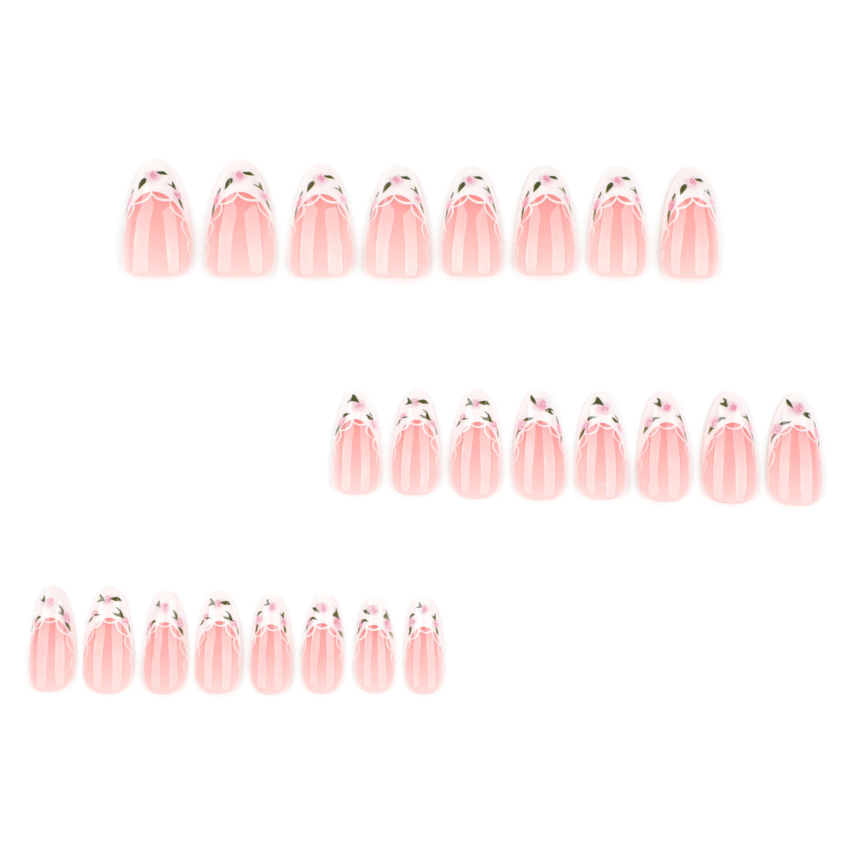 Handmade White French Tip Floral Press-on Nails