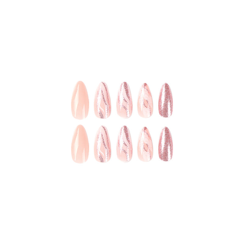 Soft Nude Pink Glitter Press-on Nails