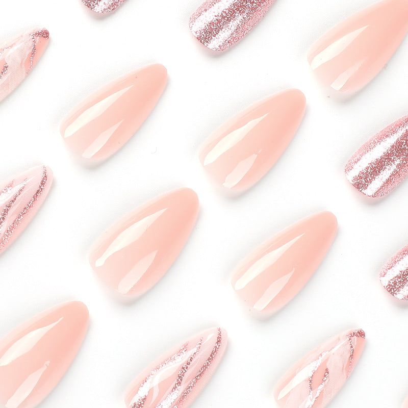 Soft Nude Pink Glitter Press-on Nails