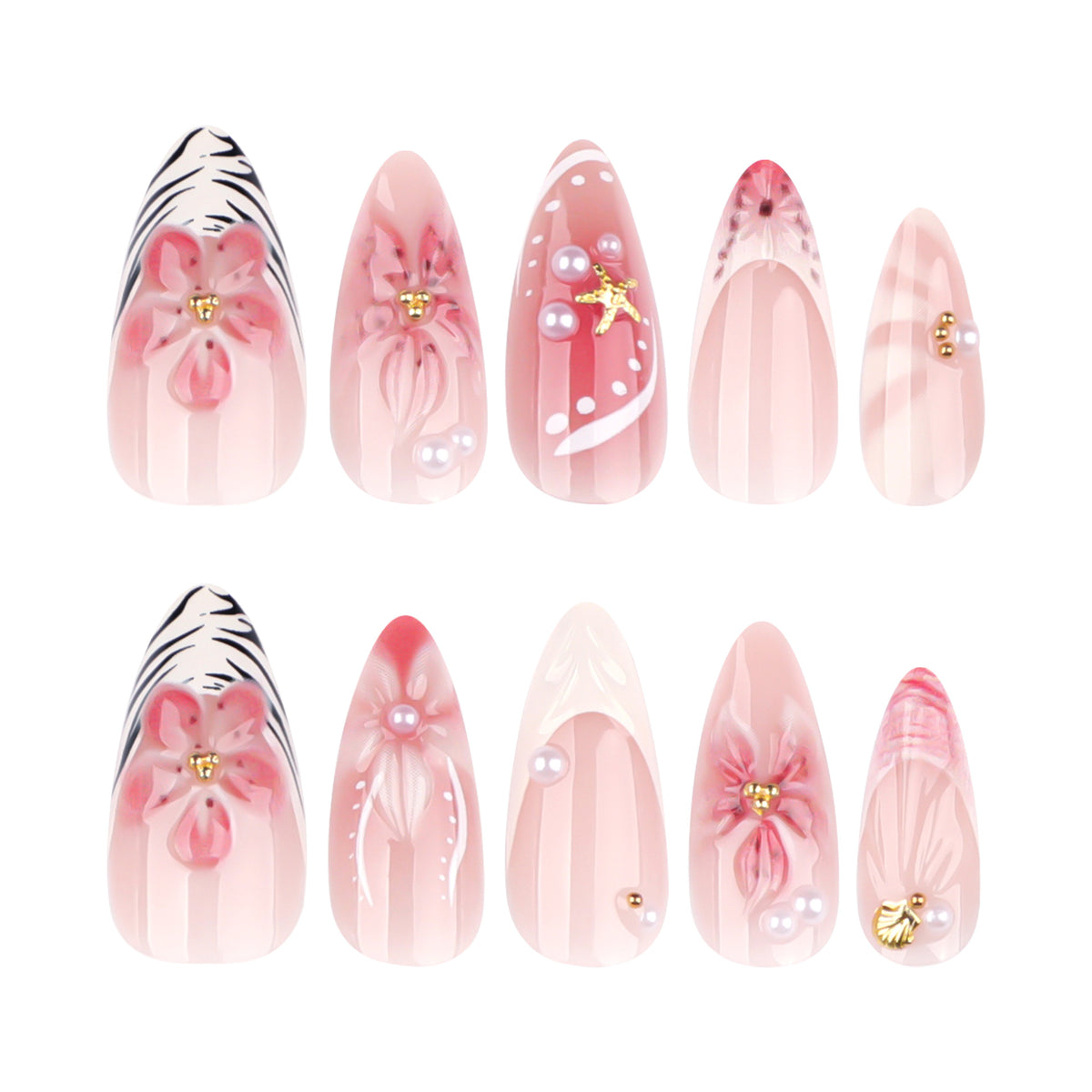 Handmade 3D Sculpted Flower Press-on Nails