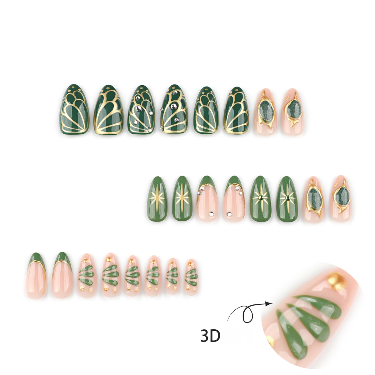 Handmade 3D Textured Bohemian Press-on Nails