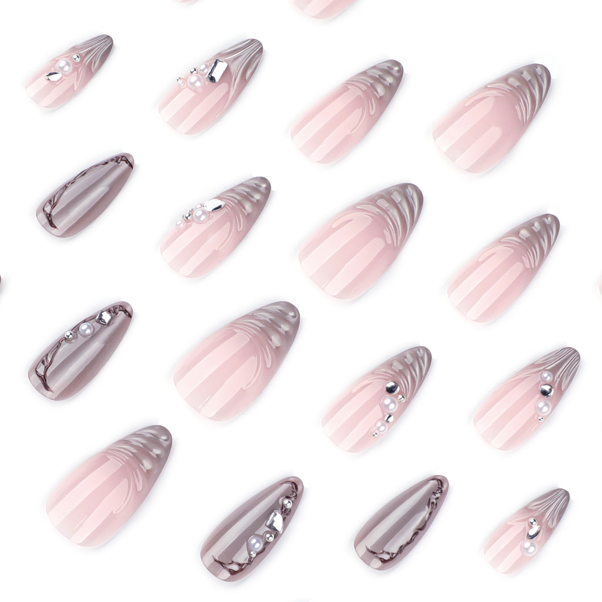 French Light Cat Eye 3D Water Ripple Nails