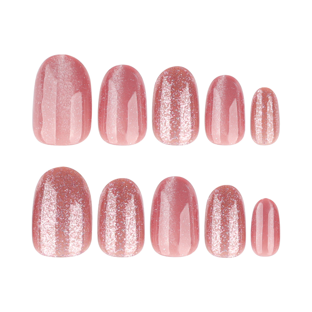Nude Pink Sparkle Cat Eye Nails