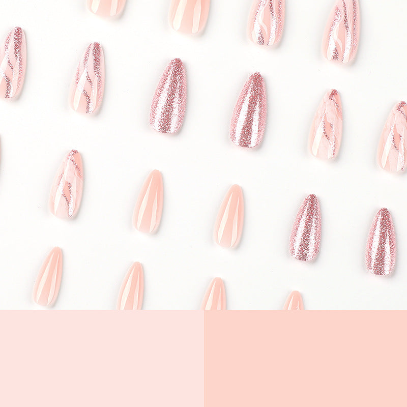 Soft Nude Pink Glitter Press-on Nails