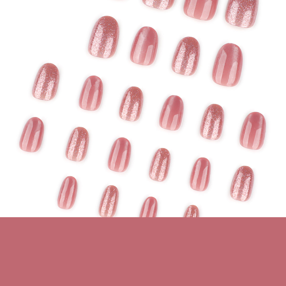 Nude Pink Sparkle Cat Eye Nails