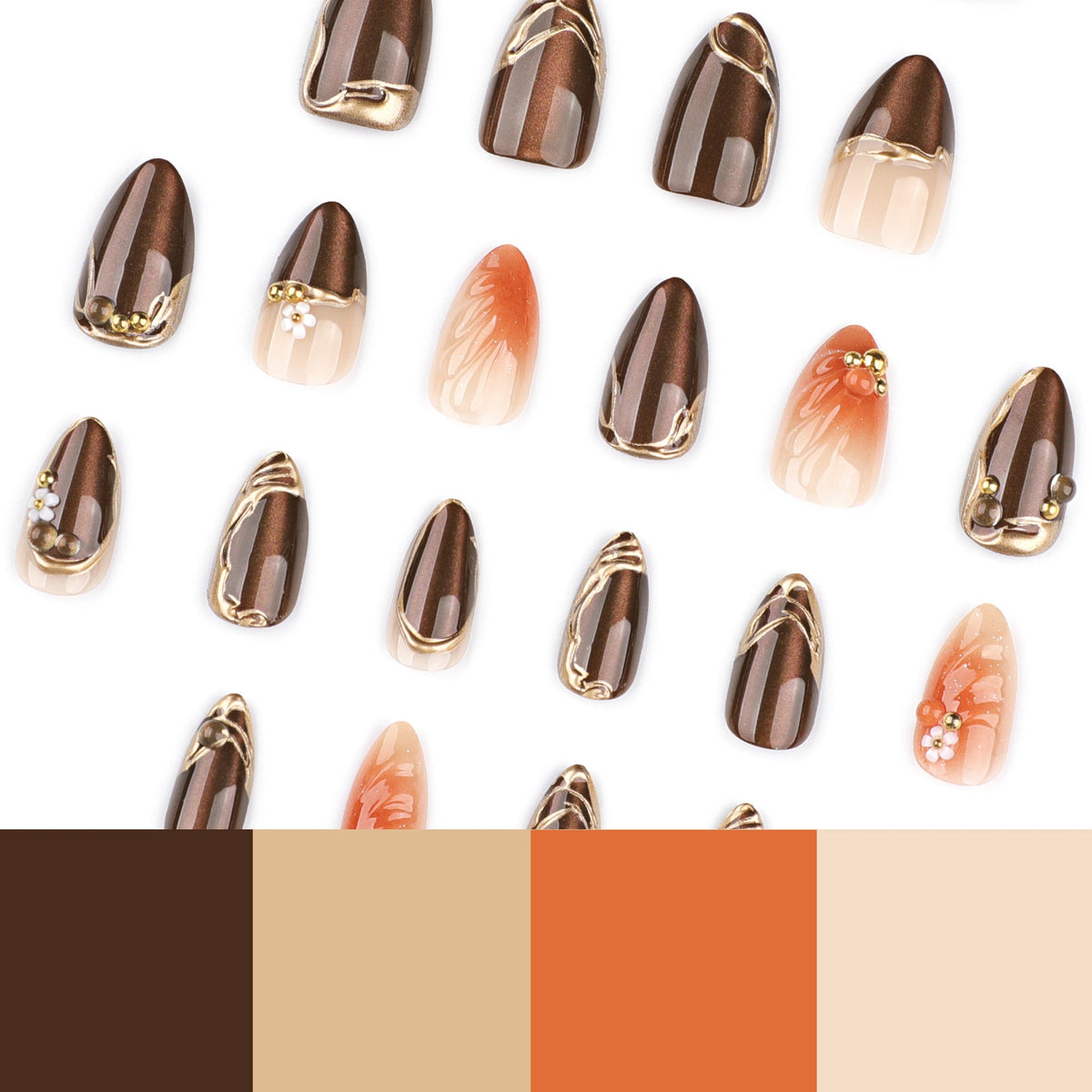 3D Flower Brown Cat Eye