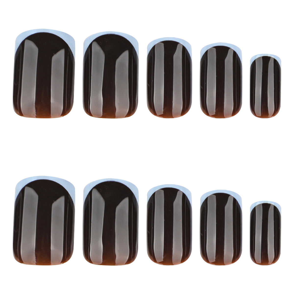 French Light Gray Blue & Brown Tone Nails