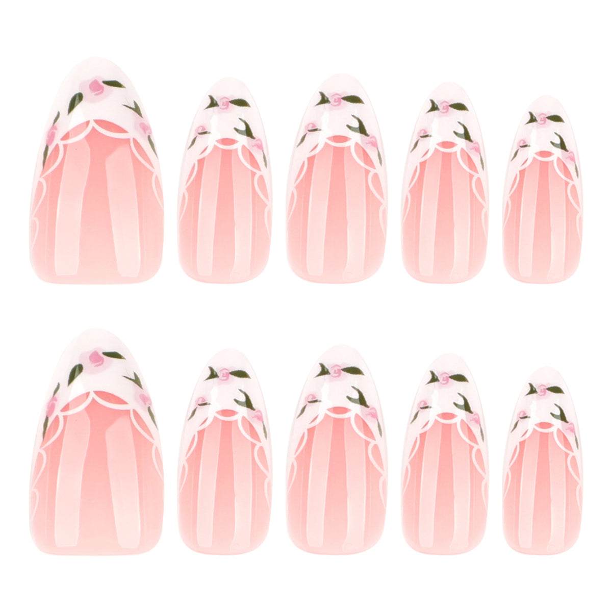 Handmade White French Tip Floral Press-on Nails