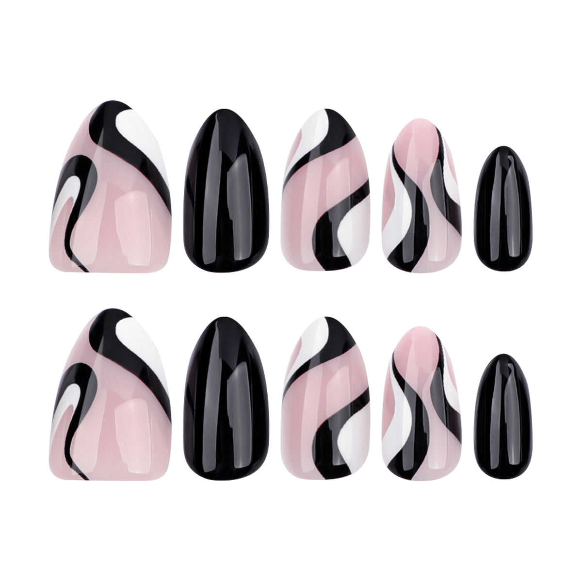 Black Abstract Stripe Press-On Nails