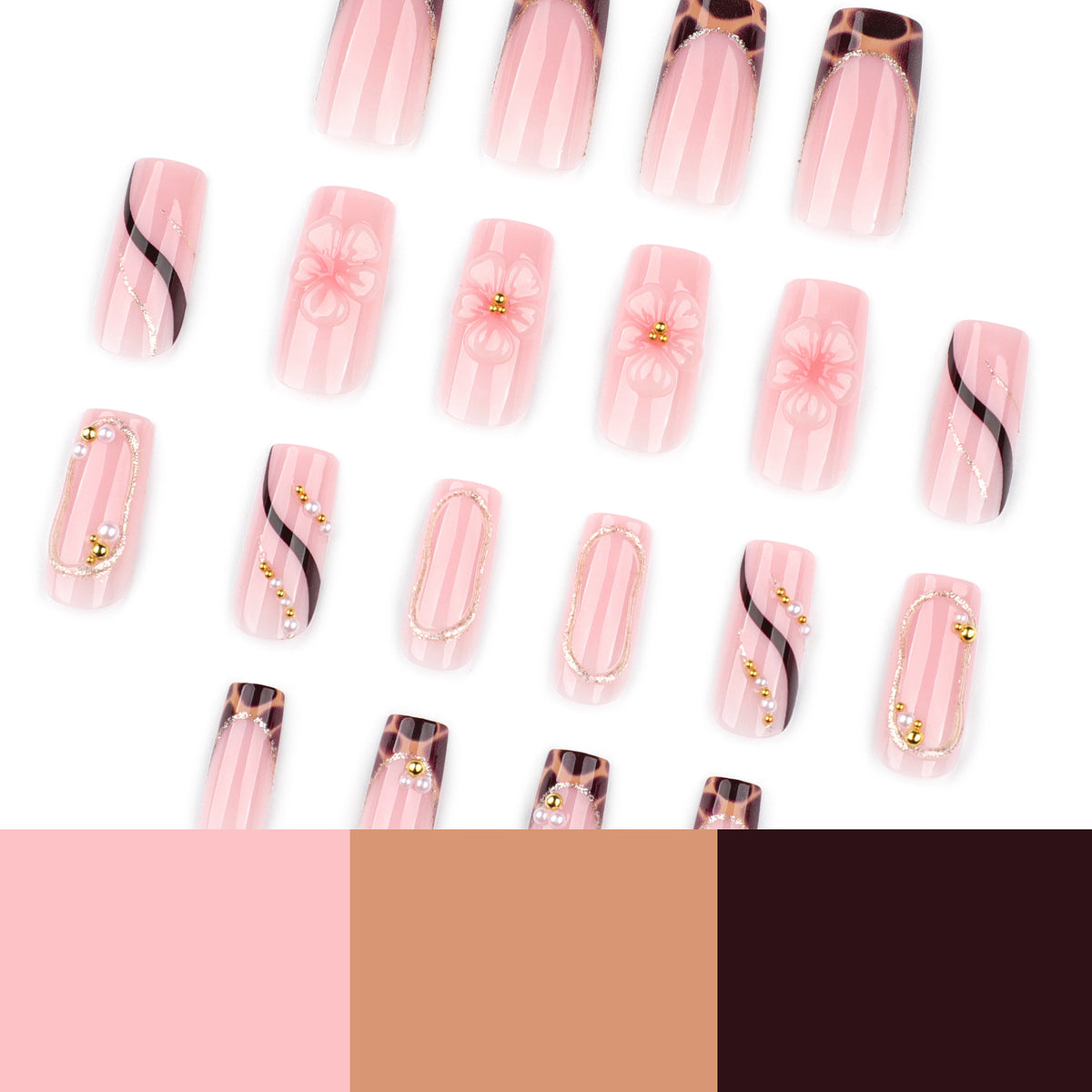 Classic French Manicure with Amber Tortoise & Webbing