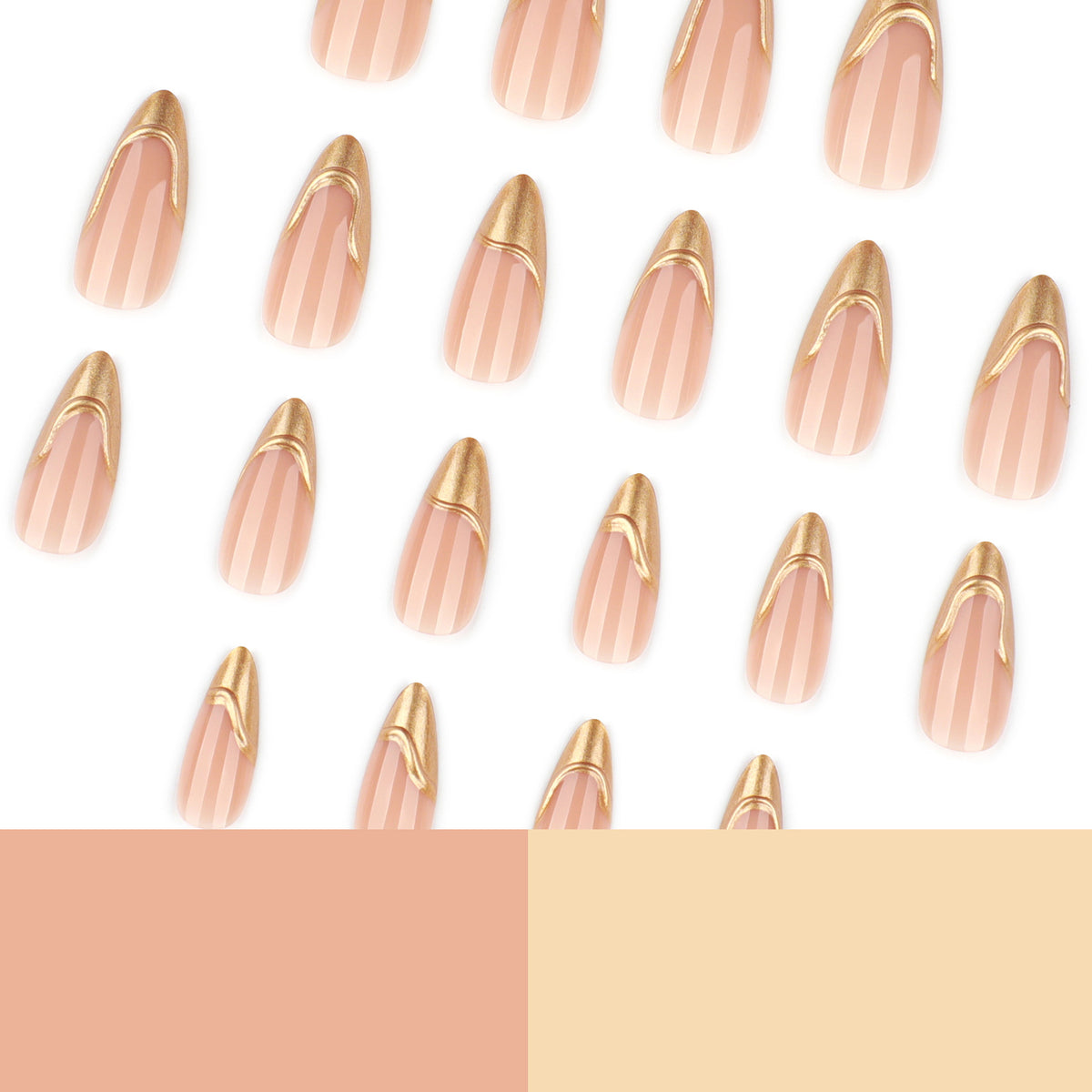 3D French Gold Tip Nails
