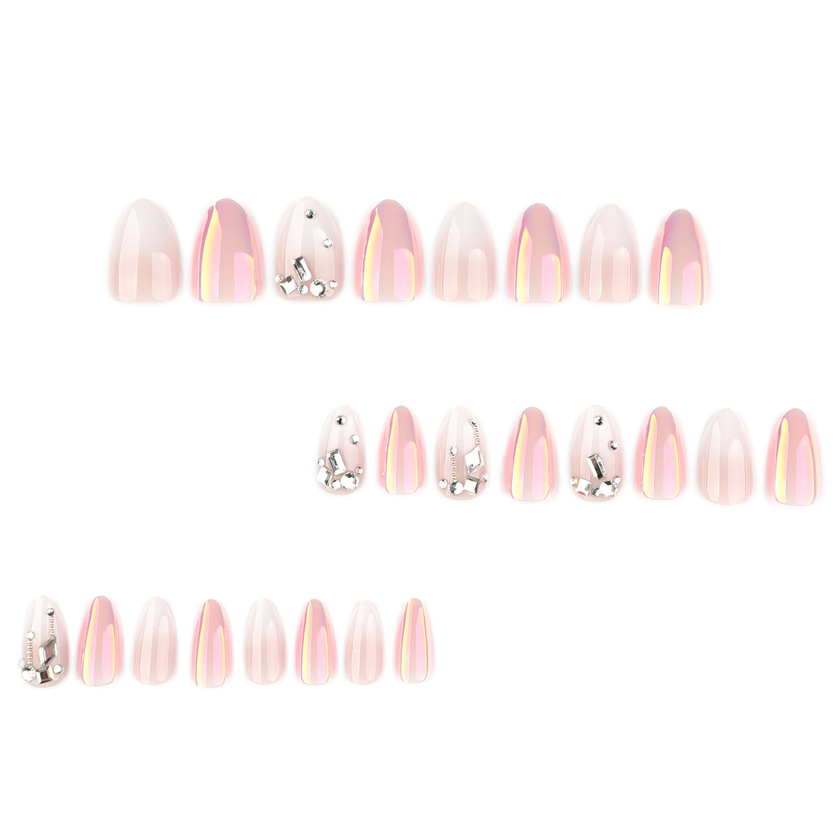 Luxury 3D Jeweled Chrome Press-on Nails